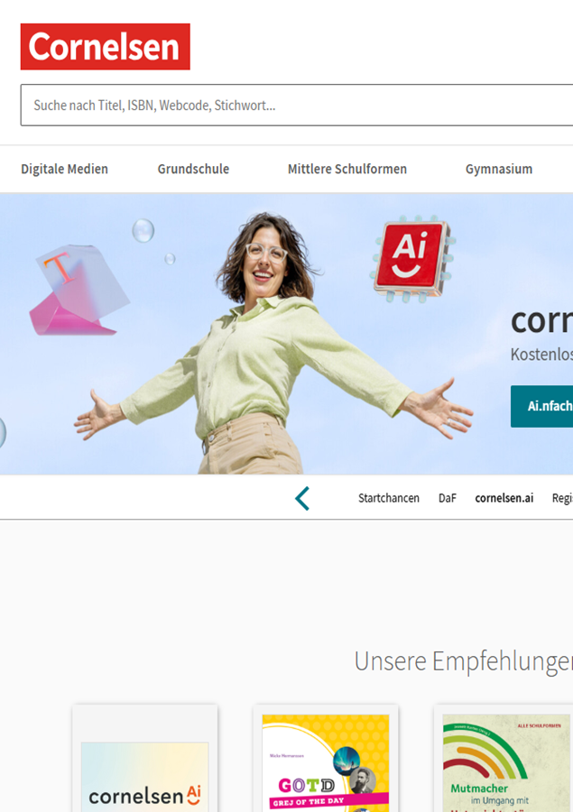 Screenshot Cornelsen Verlag