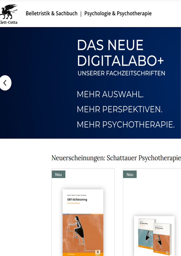 Screenshot Klett Cotta Verlag