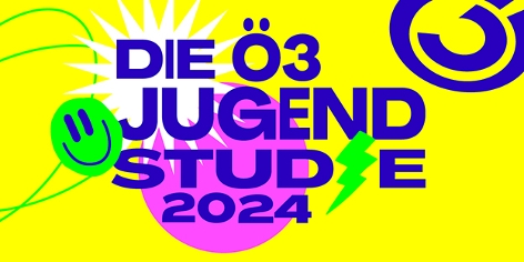 Bunte Grafik mit dem Text: Die Ö3 Jugend Studie 2024