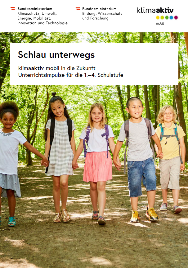 Coverbild Schlau unterwegs. Kinder gehen Hand in Hand einen Waldweg entlang.