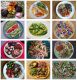3 x 4 Bilder von Tellern mit gesunden, pflanzenbasierten Mahlzeiten